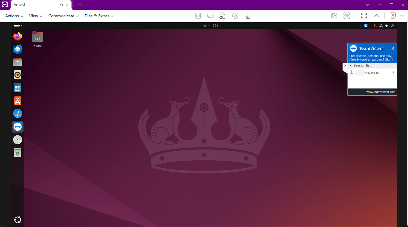 Accessing Ubuntu from Windows operating system via TeamViewer session