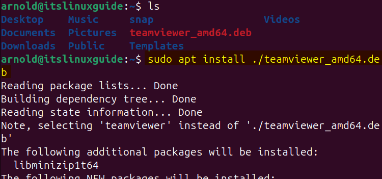 Installing TeamViewer on Ubuntu using its deb file 