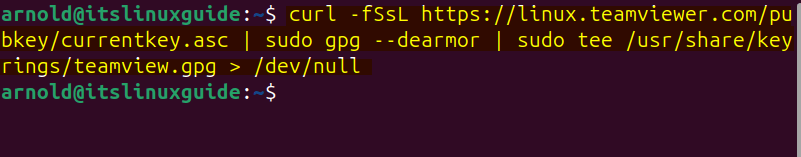 Adding GPG key for TeamViewer repository on Ubuntu 
