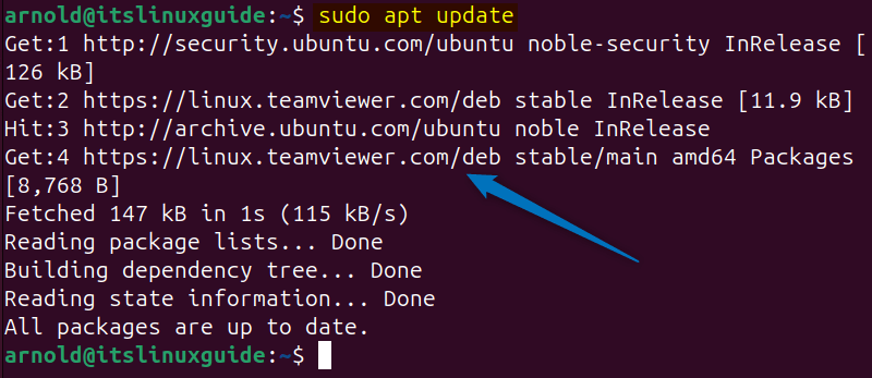Updating apt packages list after adding TeamViewer repository on Ubuntu 