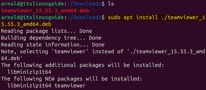 Installing a deb file placed in the same directory on Ubuntu using apt 