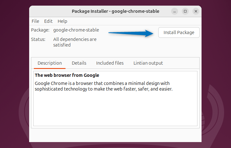 Installing Deb file on Ubuntu using GDebi Package Installer GUI