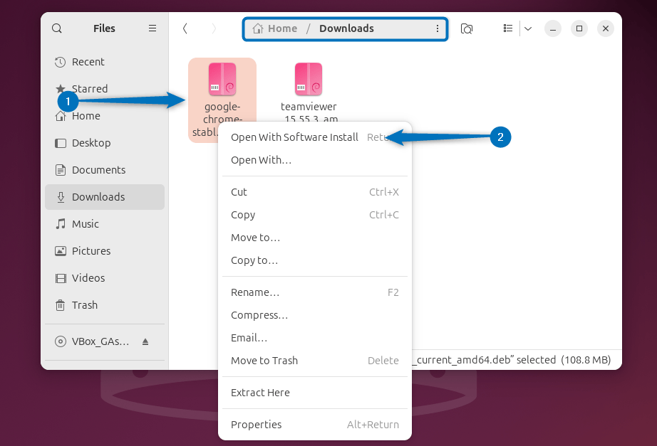 Opening Deb file with Software Install app on Ubuntu 