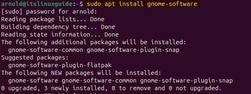 Installing GNOME software package if Software Install option is not found on Ubuntu 