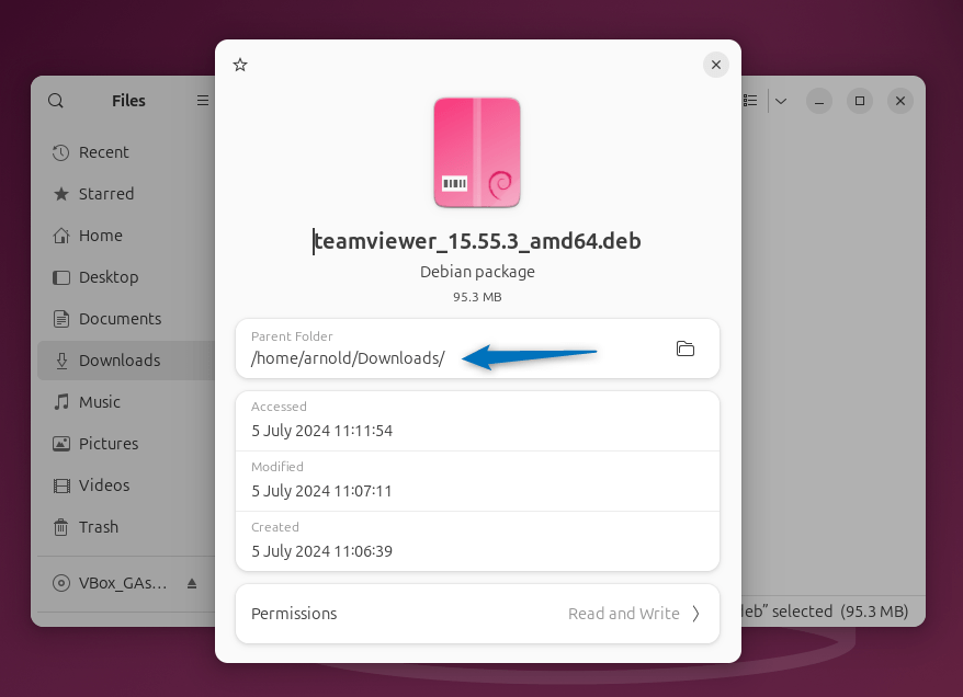 Finding the complete directory path of downloaded deb file on Ubuntu 