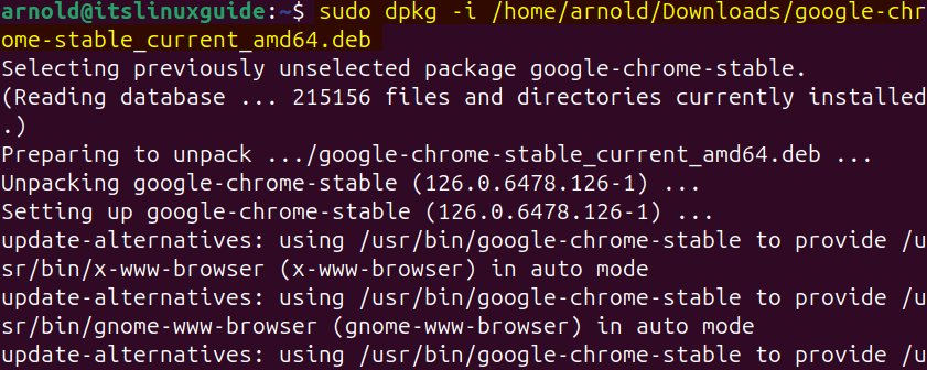 Installing a deb file placed in a different directory on Ubuntu using apt package manager 