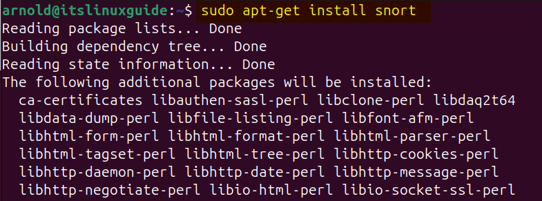 Installing Snort on Ubuntu using the apt-get utility