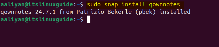 installing QQwnNotes on Ubuntu via Snap package manager