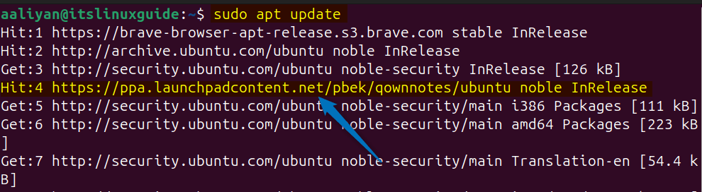 Updating apt packages list on Ubuntu after adding QOwnNotes PPA