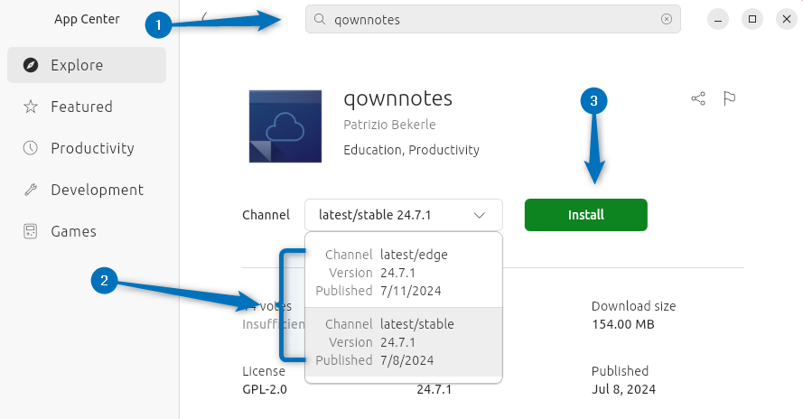 Installing QOwnNotes on Ubuntu using App Center