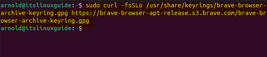 Adding Brave Browser GPG key on Ubuntu for its repository 