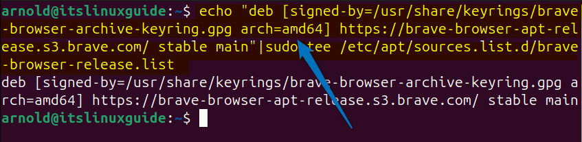 Fixing Brave Browser doesn't support architecture 'i386' Repository Error on Ubuntu by adding [arch-amd64] while adding the repository 