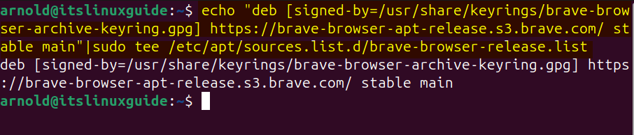 Adding Brave Browser repository on Ubuntu 