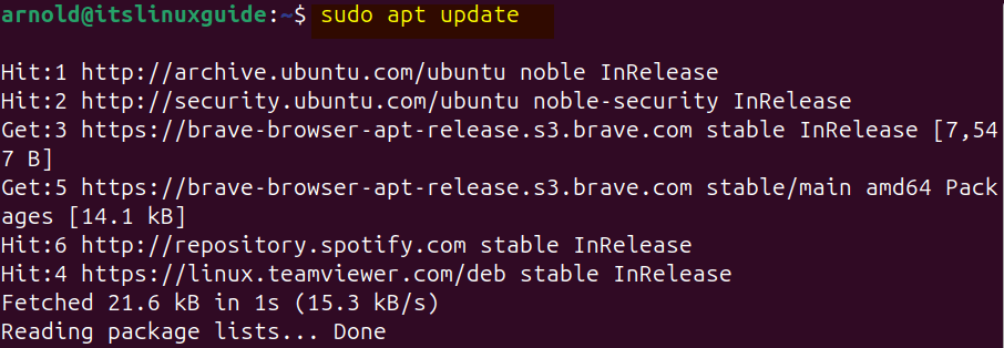 updating apt packages list on Ubuntu after adding Brave browser repository 