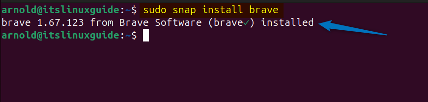Installing Brave Browser on Ubuntu using Snap store 
