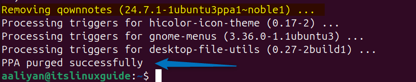 PPA purged successfully on Ubuntu 