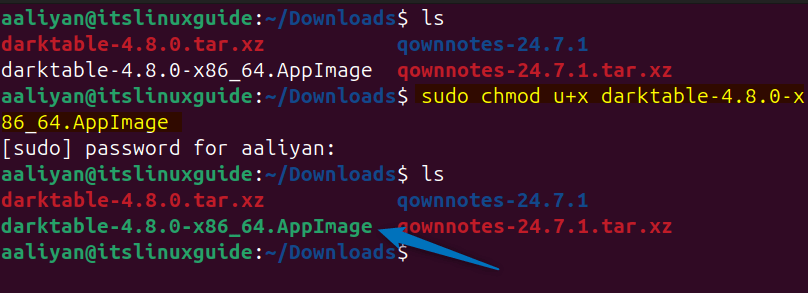 Making darktable AppImage file executable on Ubuntu