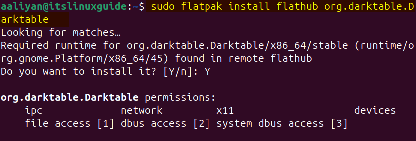 Installing darktable on Ubuntu using the flatpak package manager