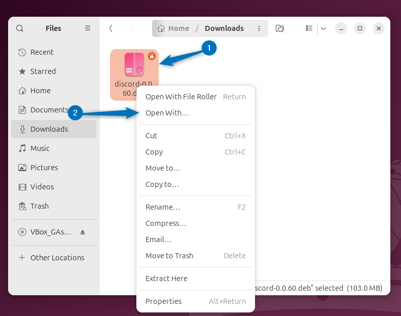 Opening Discord Deb file with GDebi package installer on Ubuntu