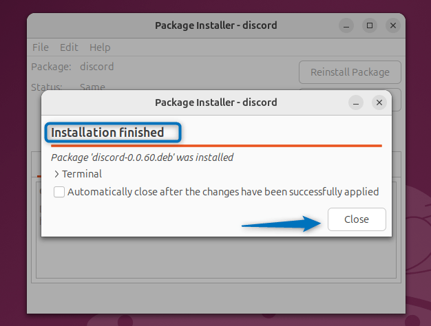 Installing Discord on Ubuntu via GDebi package Installer