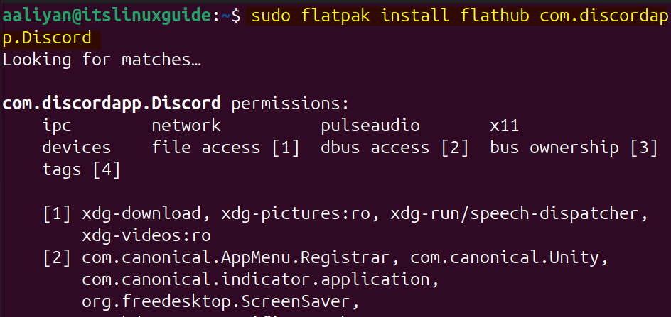 Installing Discord on Ubuntu via Flatpak app installer
