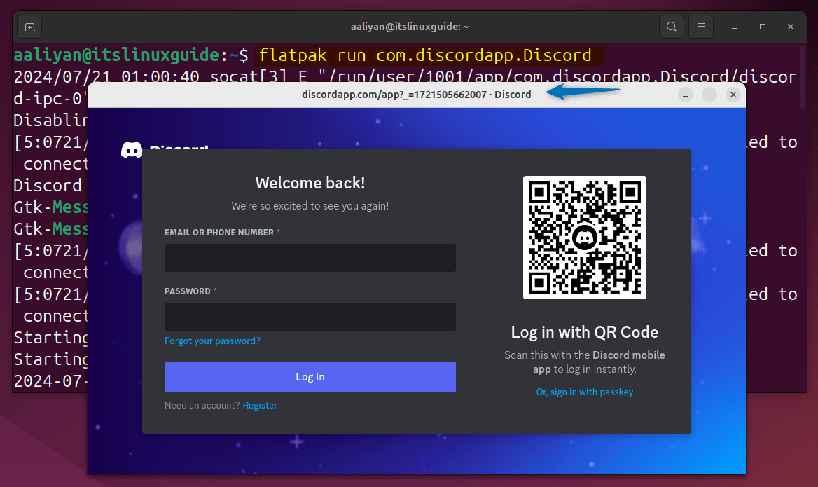 Launching Discord on Ubuntu installed via Flatpak app installer