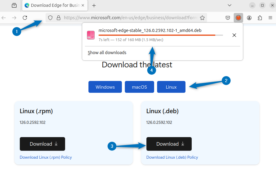 Downloading Microsoft Edge Deb File on Ubuntu 