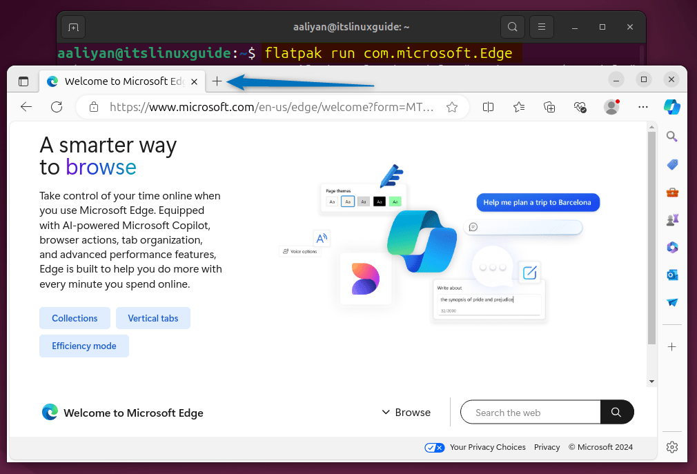 Launching Edge on Ubuntu installed via Flatpak