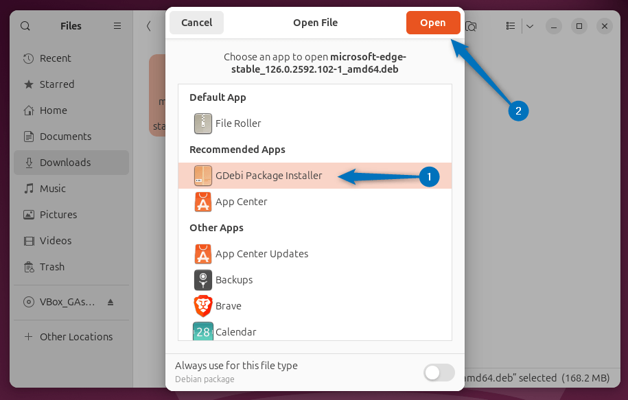 Opening Edge Deb file with GDebi Package Installeron Ubuntu 