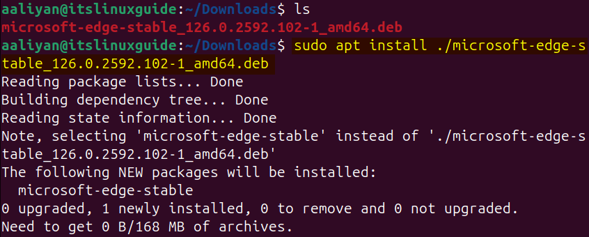 Installing Microsoft Edge on Ubuntu using Edge Deb file 