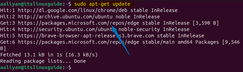 Updating apt packages list on Ubuntu after adding Edge repository 