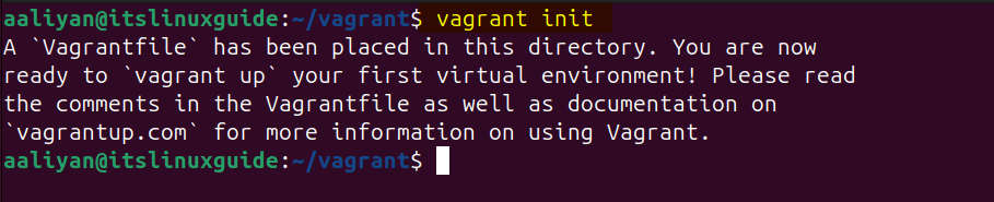 Initializing base vagrant file on Ubuntu