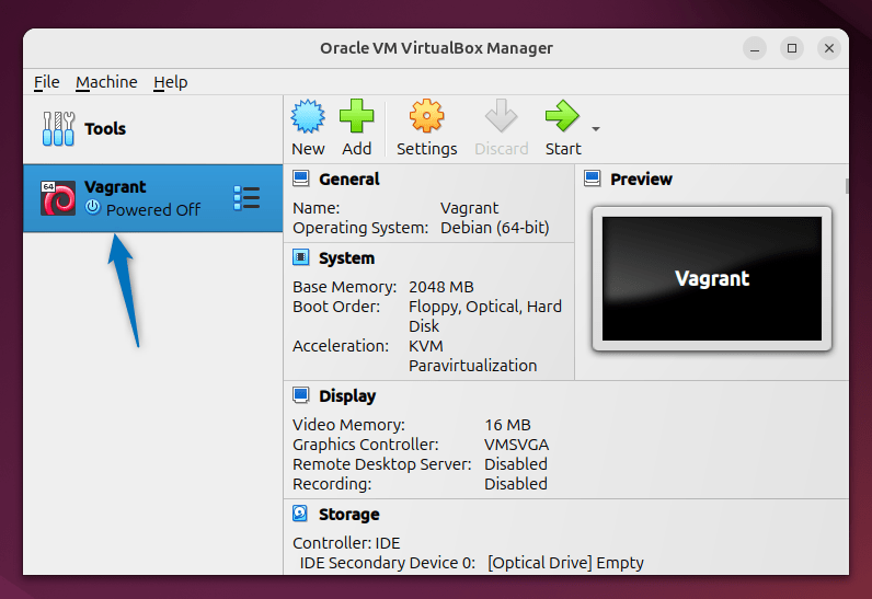 Verifying the virtual environment VirtualBox created by Vagrant on Ubuntu