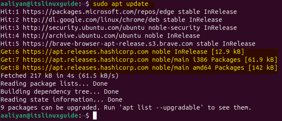 Updating apt packages list on Ubuntu after adding vagrant repository