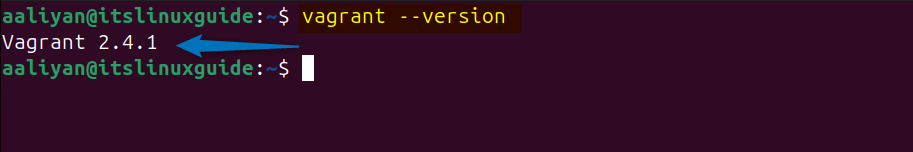 Checking Vagrant version on Ubuntu to validate Vagrant installation