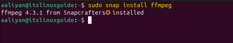 Installing FFMPEG on Ubuntu via snap package manager 