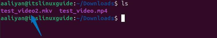 Listing contents of directory to show the video with converted format on Ubuntu using FFMPEG