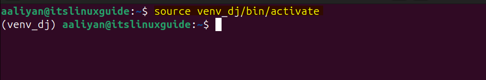 Activating Django virtual environment on Ubuntu 
