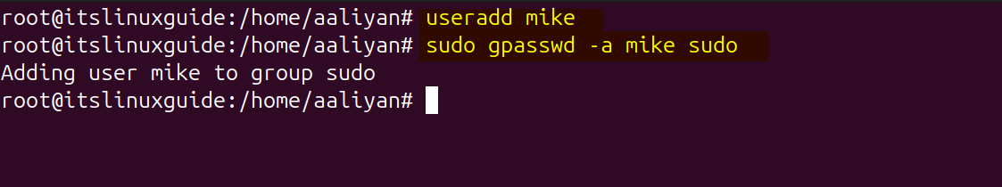 Adding a sudo user in Ubuntu using gpasswd