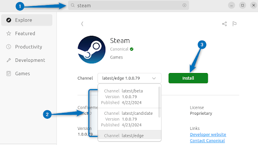 Installing Steam using Ubuntu App Center