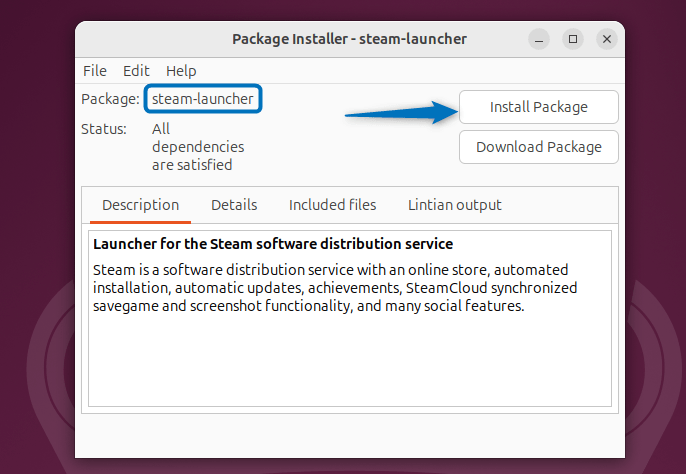 Installing Steam on Ubuntu through GDebi package installer