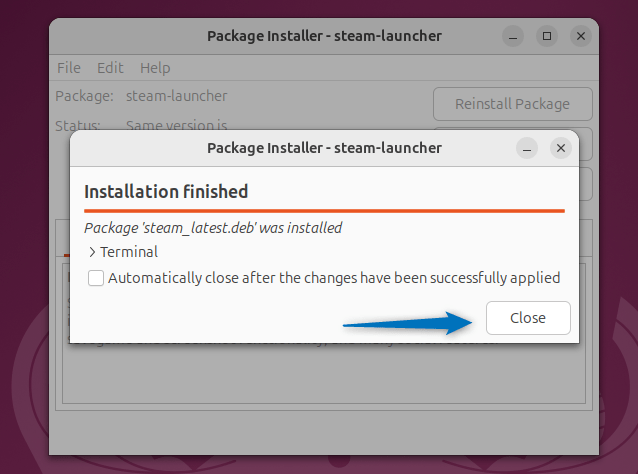 Installing Steam on Ubuntu through GDebi package installer