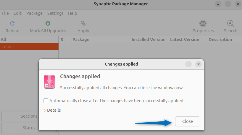 Installed Steam on Ubuntu using Synaptic package installer