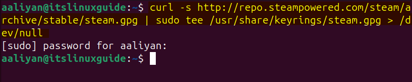 Adding Steam GPG key for Steam repository on Ubuntu
