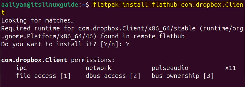 Installing Dropbox on Ubuntu using Flatpak app installer