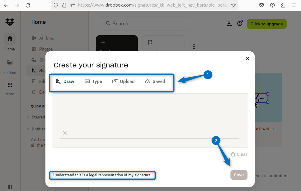 Creating e-signatures on Dropbox in Ubuntu