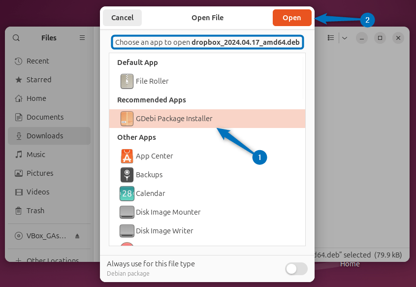 Opening Dropbox deb file on Ubuntu via GDebi Package installer