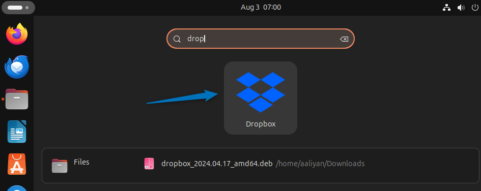 Launching Dropbox on Ubuntu from its apps menu