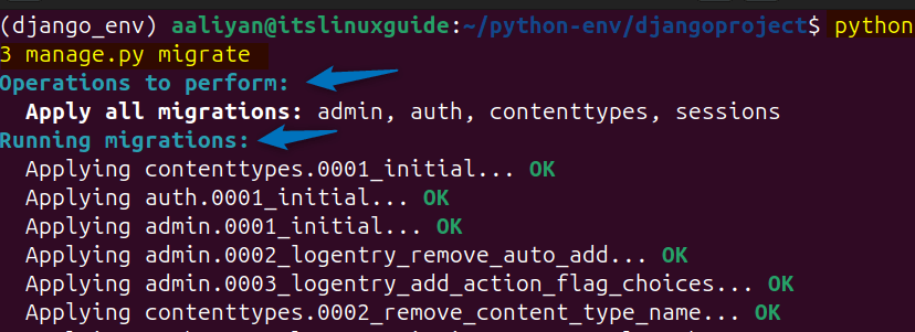 Migrating changes to manage.py file of Django project on Ubuntu 