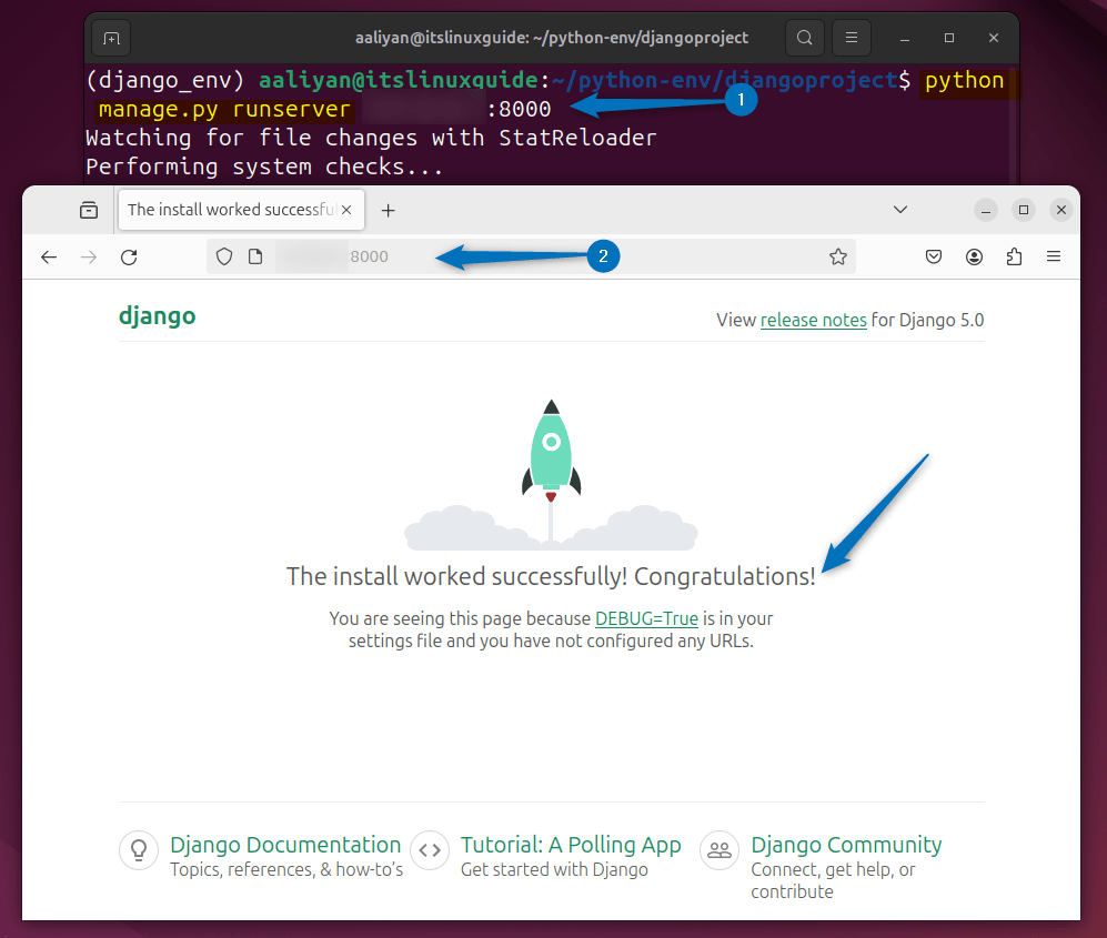 Accessing Django web panel on Ubuntu 